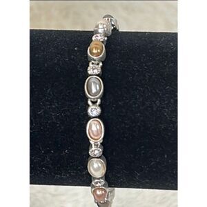 Fresh Water Pearl and Cubic Zirconia  Bracelet by Laura Conrad